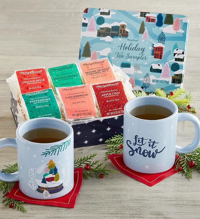 Holiday Tea Tin and Mugs Gift